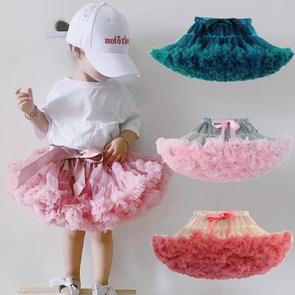 

bbay girls tutu skirt ballet pettiskirt soft nylon fluffy children skirts birthday party dance princess girl tulle tutus, Blue