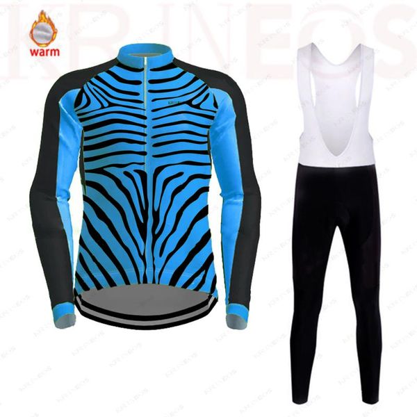 

racing sets spring and autumn cycling clothing roupa ciclismo feminina mountain bike uniform zebra pattern fleece breathable rubber pad, Black;blue