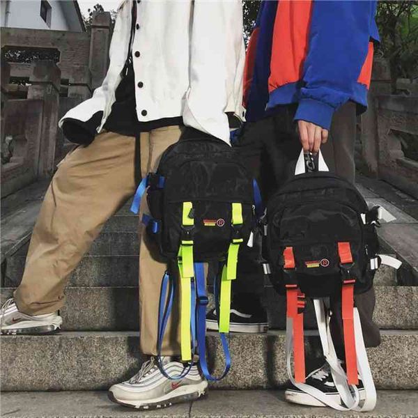 

backpack tactical streetwear shoulder bag nylon waterproof black small travel bagpack hip hop sports backpacks woman