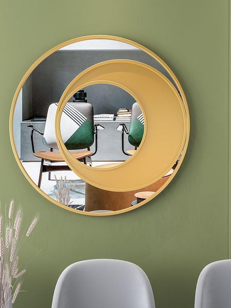 

mirrors light luxury living room porch round iron frame decoration wall mirror