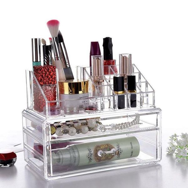 

bathroom storage & organization transparent cosmetic box dresser skin care product display stand jewelry lipstick finisher