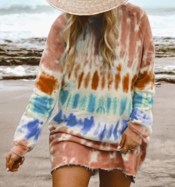 

dresses tie casual fall dye print gradient long sleeve sweater dress y-150, Black;gray
