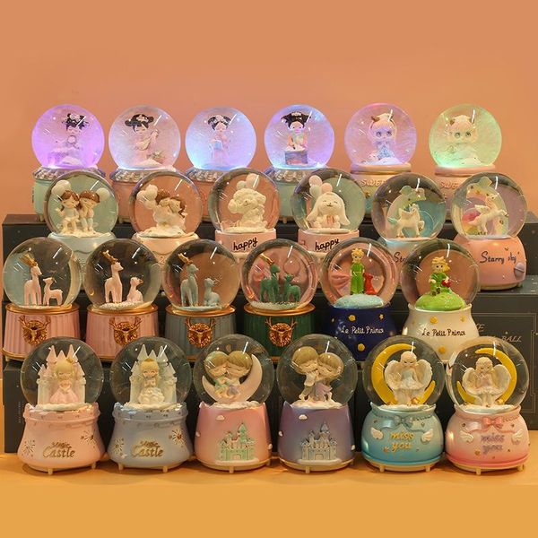 

novelty items princess castle crystal ball christmas decorations pink girly music box resin figurine deskdecoration xmas noel navidad gi