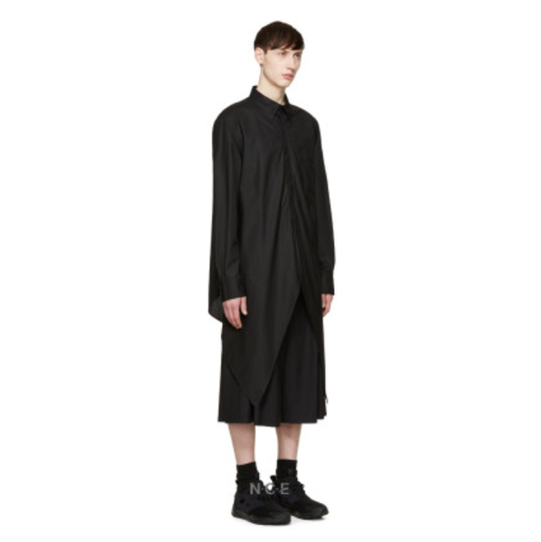 

long shirt designer irregular dark spring and summer style men's casual shirts, White;black