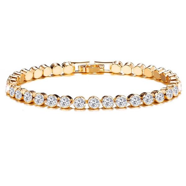 

link, chain copper material sweet rose color box clasp cz bracelet link 17cm zircon tennis men's hip hop jewelry, Black