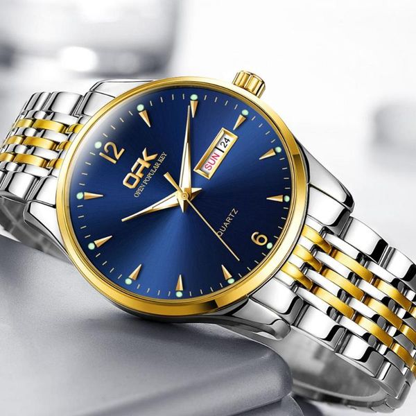 

wristwatches men's watch waterproof quartz man watches business casual stainless steel male clocks relogio masculino week date, Slivery;brown