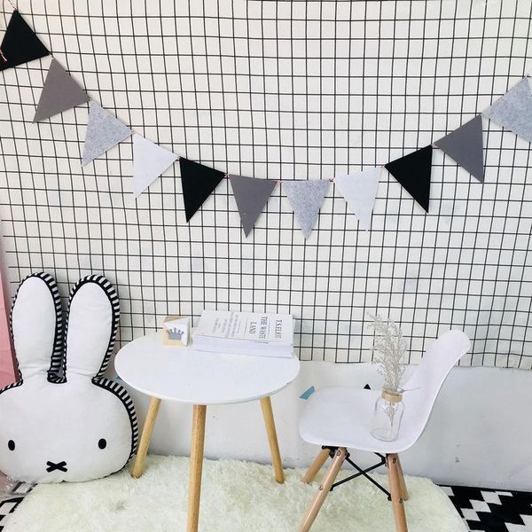 

party decoration quality grey black white pennants bunting banner wedding/valentine's day/birthday flags hang garland supplies