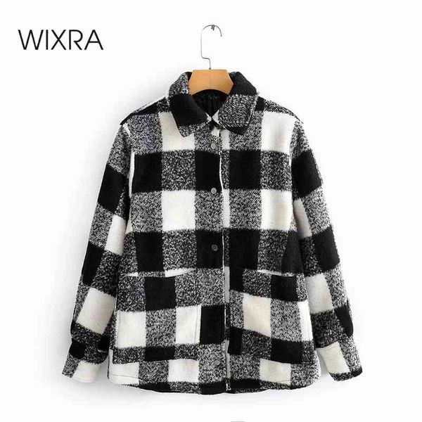 

womens plaid coats jackets loose casual warm overcoat streetwear trendy thick outerwear autumn new 210417, Black;brown