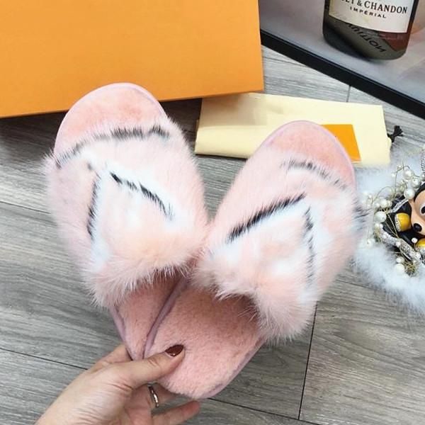 

home soft slippers 2021 fashion women's sweet fur comfortable leisure buty damskie, Black