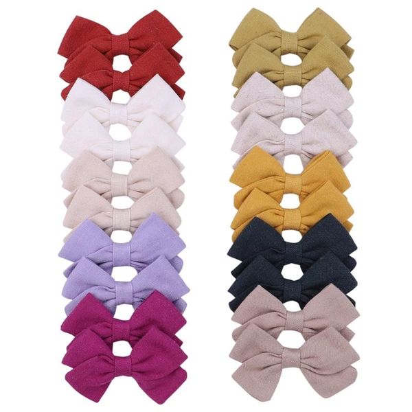 

hair accessories 2pcs/set 2.75inches solid color bows clips for kids girls hairpins cute bowknot barrettes baby headwear, Slivery;white