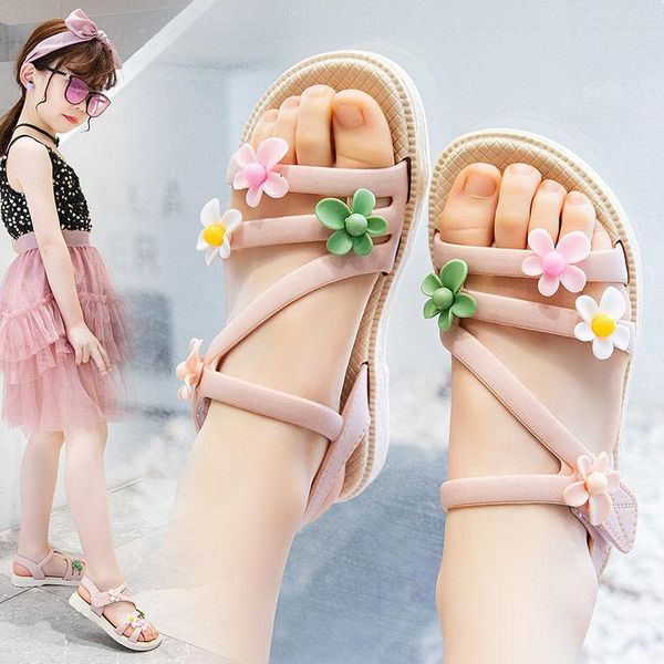 

sandals girls summer children's soft bottom fashion little girl princess shoes baby beach open-toed, Black;red