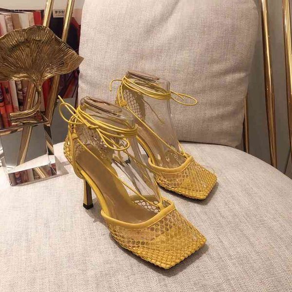 

women stretch sandals lido high heel dress shoes fashion ladies mesh square toe sandal designer woman office party shoe quality, Black