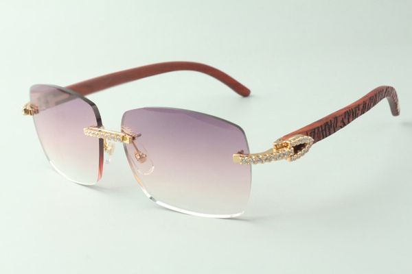 

direct sales medium diamond sunglasses 3524025 with tiger wooden temples designer glasses, size: 18-135 mm, White;black