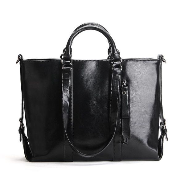 

evening bags shoulder bag large capacity leather oil wax cowhide simple ladies ol commuter handbag diagonal trend