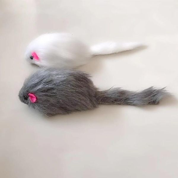 

cat toys 5pcs false pet mouse long-haired tail mice with sound rattling soft real fur squeaky toy for cats dogs