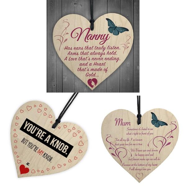 

decorative objects & figurines 1pc creative cute printed love pendant laser wooden mother's day hangtag home party door window hanging