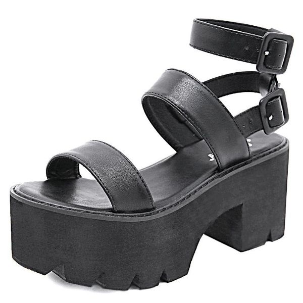 

sandals lapolaka 2021 brand cool leisure platform block heeled gladiator gothic girls woman shoes fashion summer large size 42, Black