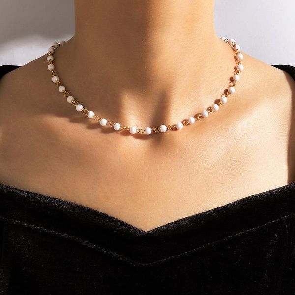 

chokers 2021 fashion choker beaded necklace aesthetic white collar chunky statement necklaces for women luxury collares accessories, Golden;silver