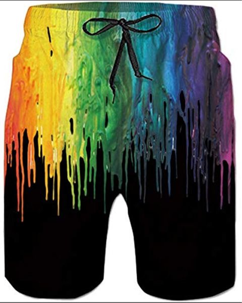 

men's shorts style painting art 3d printing beach board pants quick-drying streetwear short tide, White;black