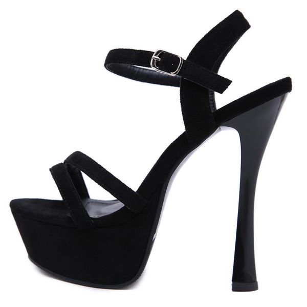 

sandals waterproof platform high heels fashion square heel open toe women's, Black
