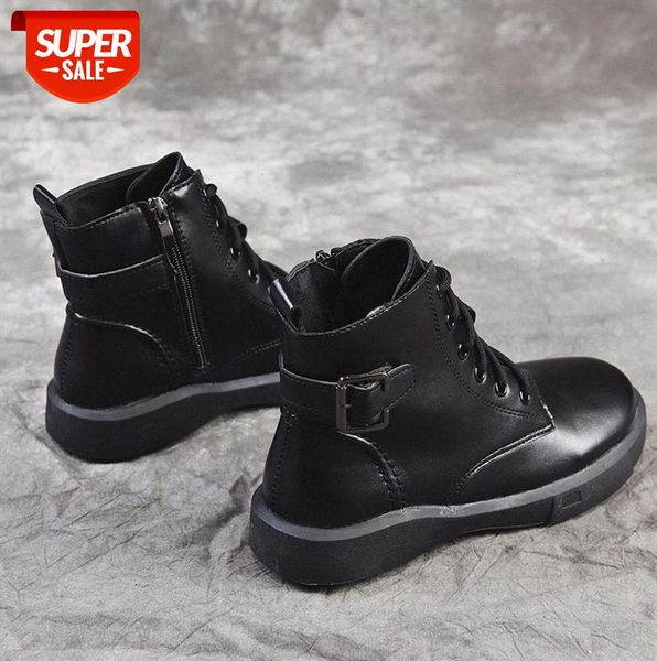 

plush martin boots female british style fashion wild retro round head thick heel net red motorcycle tide #pg9v