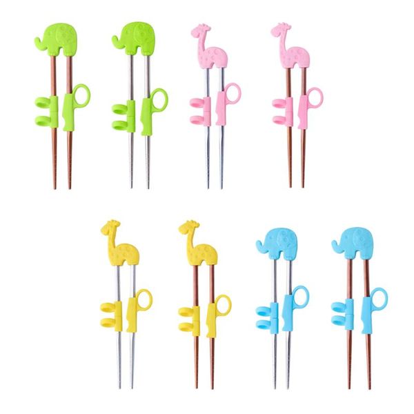 

1pair kids baby cute chopsticks training education chopstick stainless steel