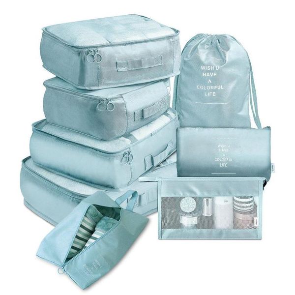 

clothing & wardrobe storage travel packing cubes, multifunction 8pcs/set cubes luggage organiser compression suitcase bag essential
