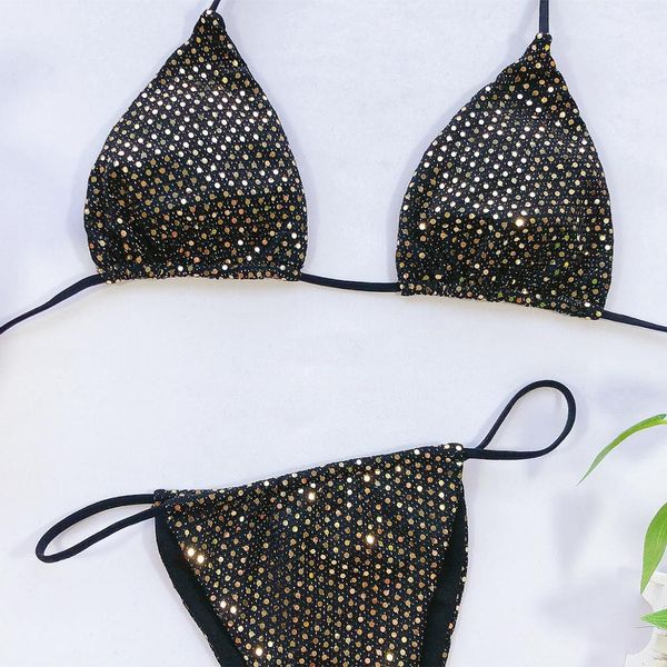 

beachwear stamping gold shiny split triangle bikini setby air