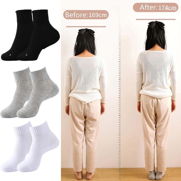 Meias Masculinas 1Pair Invisível Aumentar Silicone Aumentar Palmilhas Altura Elevador Massagem Macio Pés Macios Almofada Interior Aumentação Pad Mulheres Homens Salto Pads Socks1