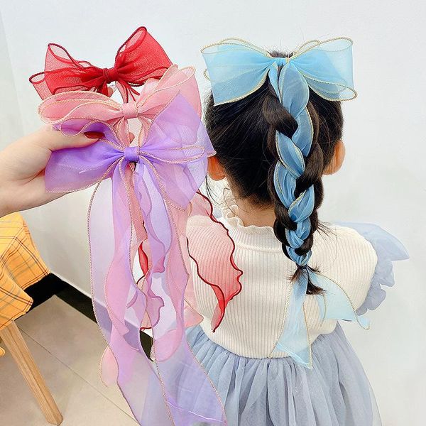 

fashion children hair accessories sweet lovely lace bowknot clip baby girls long wig pin twist braid headwear, Slivery;white