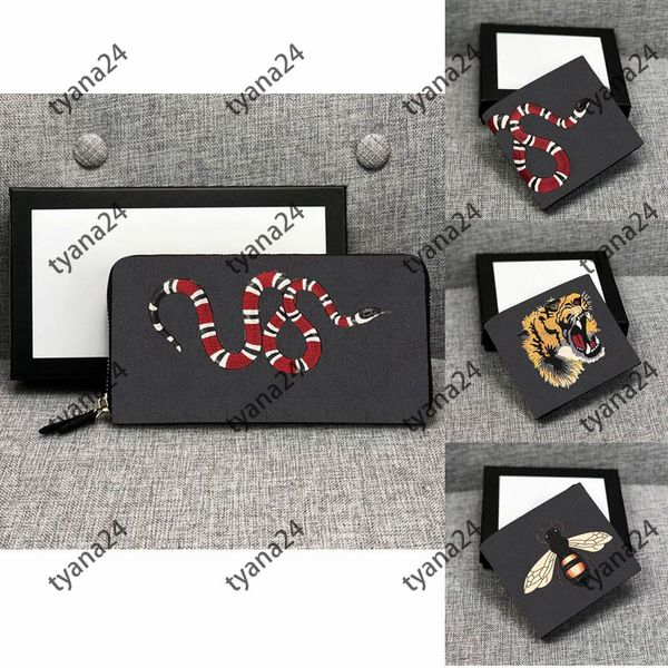 

men wallets designer bags wallet card holder women fashion all-match original animal snake tiger bee black id cardholder classic retro patte, Red;black