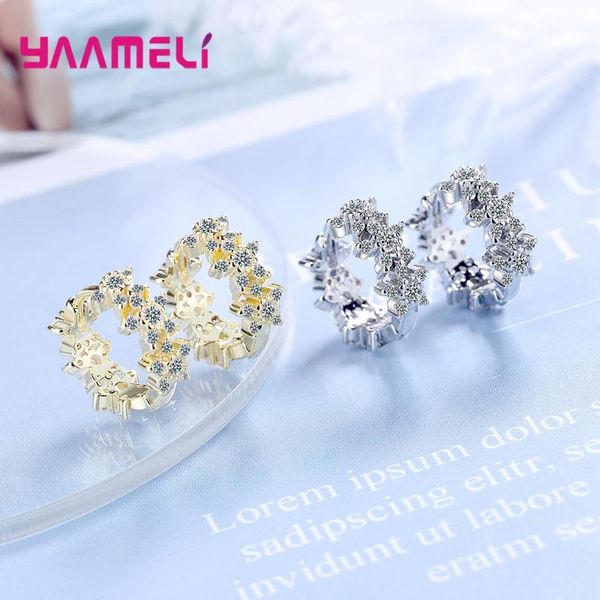 

hoop & huggie 925 sterling silver cute gold statement earrings for women girls 2021 trend cz crystal fashion jewelry wholesale, Golden;silver