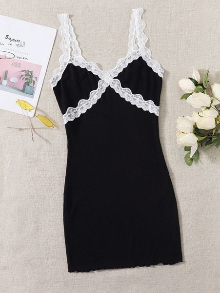 

contrast lace bodycon dress e8cp#, Black;gray