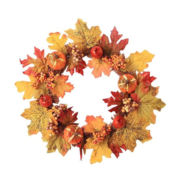 

autumn festival decor home decoration modern hanging pumpkin maple round wreath gifts supplies decorative flowers & wreaths