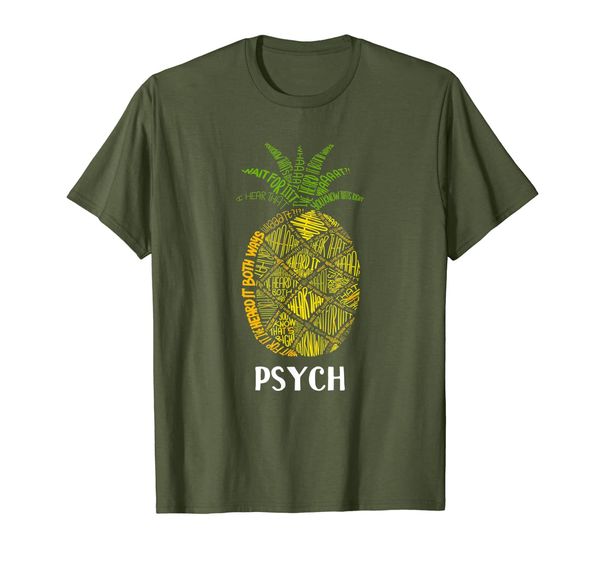 

psych pineapple cute typography t-shirt, White;black