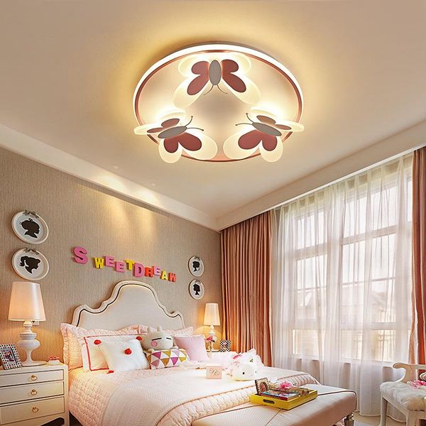 

ceiling lights imple and modern girls pink children's room lamp butterfly lamps lanterns circular thin