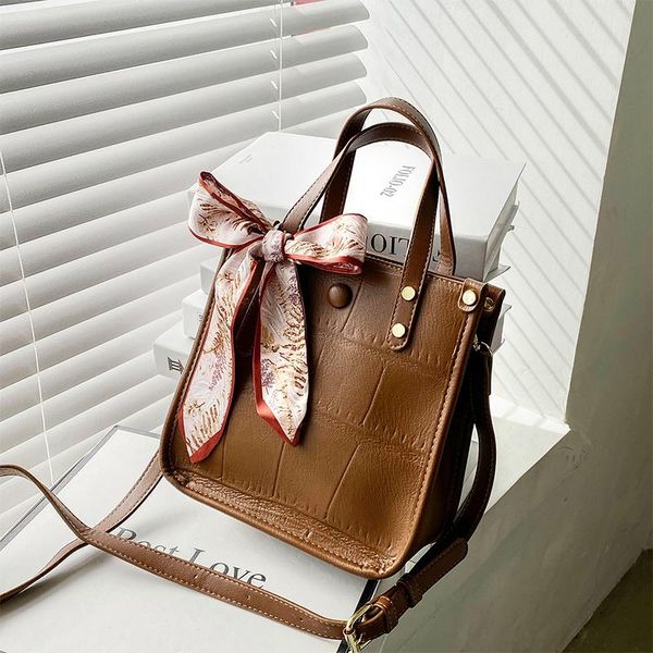 

vintage women shoulder bag handle satchel crocodile pattern bucket tote dames crossbody bags with ribbon evening