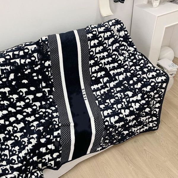 

150x200cm soft black designer blanket manta fleece throws sofa bed plane travel plaids towel blankets luxurious gift for kid adult