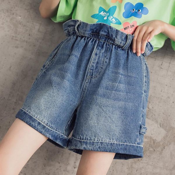 

shorts lucalucky jean for teens girls high waist loose denim pants kids summer 2021 bottom children casual short girl 4-17 y, Black