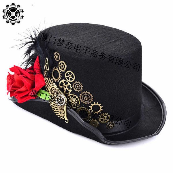 

steampunk rose wings feather gear hat gothic role play halloween, Blue;gray
