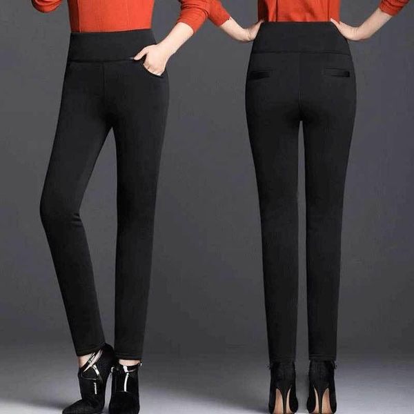

winter trousers for women warm fleeces pencil pants high waist stretch thickening leggings casual plus size 6xl y335 women's & capris, Black;white