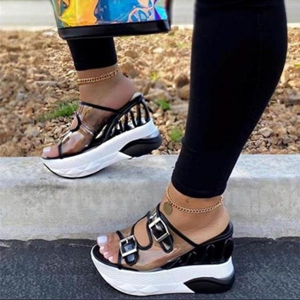 

women sandals pvc jelly crystal heel transparent clear high heels summer pumps shoes size, Black