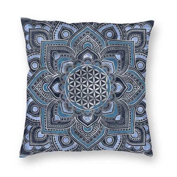 

cushion/decorative pillow flower of life in lotus mandala cushion cover 40x40 home decor print zen yoga meditation throw for living room dec