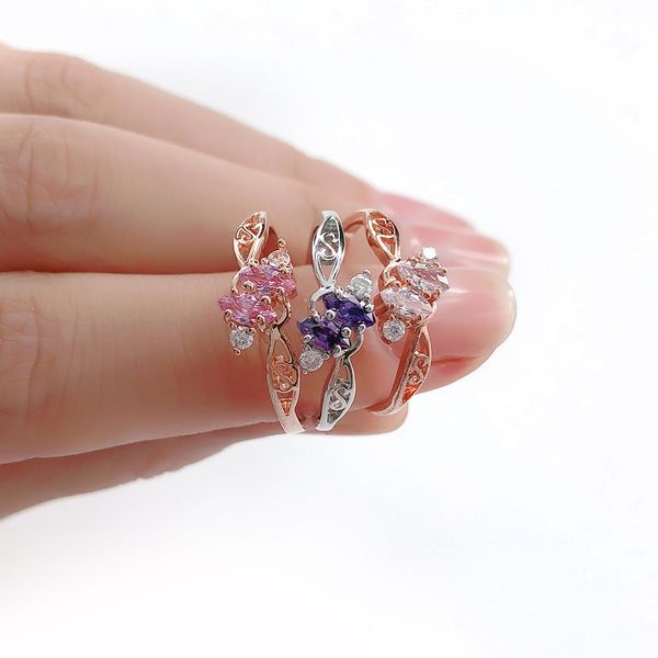 

zhouyang ring for women elegant style 3 color cz crystal hollow out rose gold sliver color engagement fashion jewelry r671 r777, Slivery;golden