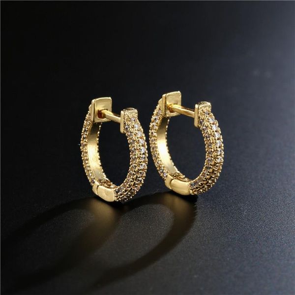 

hoop & huggie gold plated cubic zirconia cuff earrings stud + coulourful cz pave setting women wedding earring engagement gift, Golden;silver