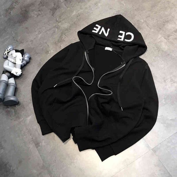

2022 factory wholesale new model ce + couple's double hat stitched letter printing men's and women's loose casual versatile t, Black