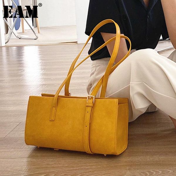

[eam] women elegant tote bag quality pu leather flap personality all-match crossbody shoulder fashion tide 2021 18a2907 cross body