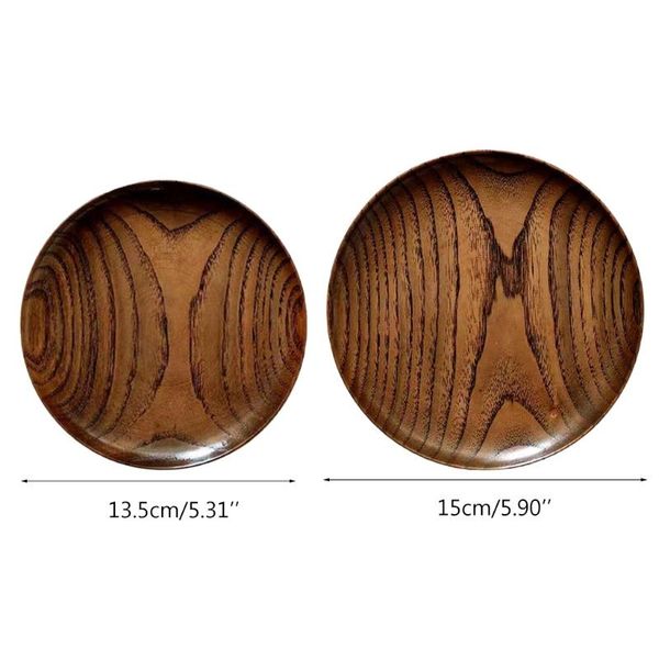 

dishes & plates round solid wood plate dinner saucer dessert serving tray cake fruit snack candy wooden dry