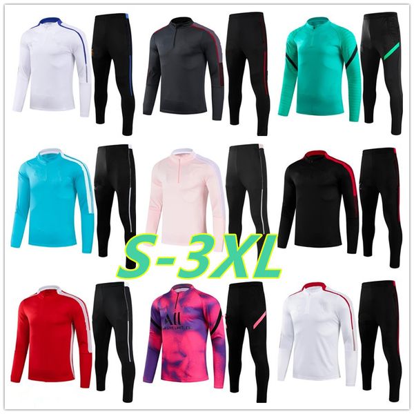 

2122 mens football training 2021 2022 soccer tracksuits jogging survetement chandal s-xxxl fitness running sportswear, Black