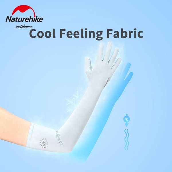 

naturehike summer sun uv protection ice sleeves woman/man running fishing long gloves half/full finger non-slip elbow & knee pads, Black;gray